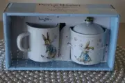BEATRIX POTTER PETER BUNNY RABBIT EASTER SPRING CREAMER & SUGAR BOWL-NEW-3PC SET