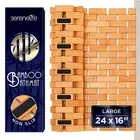 SereneLife Bamboo Floor Bath & Shower Mat with Extra Non-Slip Grips (Natural)