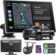 Carplay Screen for Car, 9" Portable Wireless Carplay&Android Auto, 4K Dash Cam,