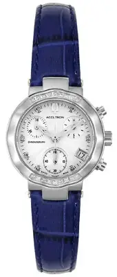 Bulova Accutron 96R26 "Chamonix" Women's Blue Leather/Diamond Chronograph Watch