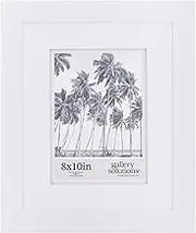 Gallery Solutions Wall Mount or Tabletop Picture Frame with Double Mat, 8x10 Matted to 5x7, White