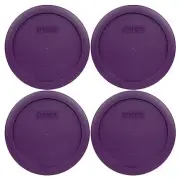 Pyrex 7201-PC 6" Purple Plastic Storage Lid 4 Pack New for 4 Cup Glass Bowl