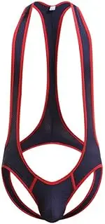 [FEANCH] Sexy Mesh Undershirts Jock Strap Men Underwear Backless Bodysuits Leotard Wrestling Singlet Jumpsuit Sleepwear Swimwear Bikini