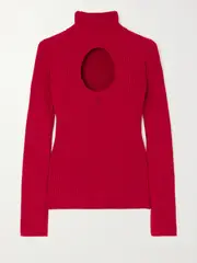 [COURREGES] COURREGES - Cutout Ribbed-knit Turtleneck Sweater - Red - medium medium Red