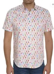 Robert Graham MIXER Tropical Drinks Short Sleeve Shirt Classic Fit NWT Sz M