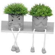 2 Pack Cute Artificial Succulent Plants with Gray Flower Pots, Fake Plants 2c