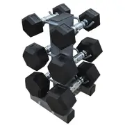 2.5-5-7.5kg - Total 30kg 3 Pair Hex Rubber Dumbell Weight Set with YAX-8 Rack