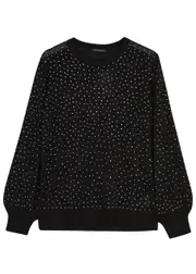 Marina Rinaldi Acqua Embellished Metallic-knit Jumper - Black - M (UK 16 / XL) M (UK 16 / XL)