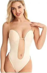 [GDYJP] Bodysuit Party Dress Underwear Women Body Shaper Slips Backless Plunge Thong Sexy Bra With Wire Waist Trainer Shapewear