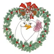 Christmas Goose Geese Wreath Overglaze Ceramic Decals