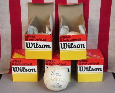 Vintage Group of 5 Wilson Comet Official Softballs 12" New in Original Box NOS