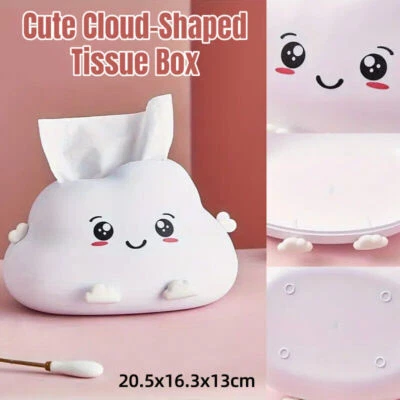 Cute Cartoon Clouds Plastic Tissue Box Desktop Drawer Organizer Storage Box AU