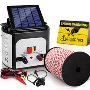 Electric Fence Energiser Solar Powered Charger Polytape Rope - 8km