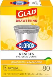 Trash Bags, Medium Drawstring Garbage Bags With Clorox, 8 Gallon Grey Trash
