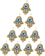 [Body-Soul-n-Spirit Bracelet] Diy Lot Of 10 Gold Hamsa Hand"Evil Eye" Lucky Charm Pendant Kabbalah Jewelry