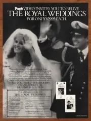 1986 Royal Weddings Videocassette Vintage Print Ad/Poster VHS Charles Diana Di