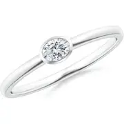 Lab-Grown-East-West Oval Diamond Solitaire Ring in Bezel Setting