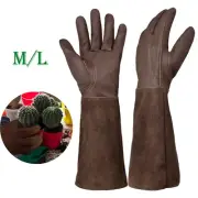 Long Tube Gardening Gloves Leather Breathable Gauntlet Pruning Gloves Garden M/L