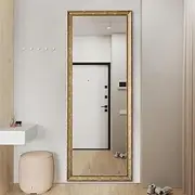 170 * 65 cm Extra Large Standing Mirror for Bedroom - Full Length Floor Mirror with Sturdy Base, Wall Mountable Vanity Mirror for Dressing Room, HD Reflection & Stable Design (Retro Gold)