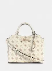GUESS White Logo Silia Girlfriend Satchel Bag