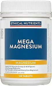 Ethical Nutrients Mega Magnesium - Relieves Muscle Cramps & Spasms, High Strength - 120 Tablets