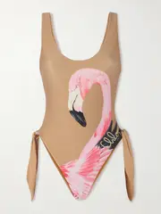 [Chloé] Chloé - Tie-side Cutout Printed Swimsuit - Brown - FR 38 FR 38 Brown