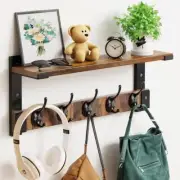Cubilan Decorative Wall Shelf Coat Rack Wall Mount W/ Hooks 17"Wx4.5" Dark Brown