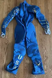 Spyder Ski Race Suit Womens Size Medium M Blue Yellow Padded Performance GS