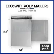 1000 12x16 ECOSWIFT WHITE POLY MAILERS SHIPPING ENVELOPES BAGS
