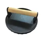 Burger Smasher for Griddle Food-grade Cast Iron Press Round Bacon with Wood