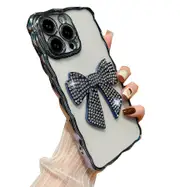 Compatible with iPhone 13 Case for Girls Cute Crystal Charms Clear Soft Cover - Blue