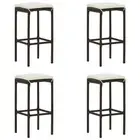 Bar Stools with Cushions 4 pcs Brown Poly Rattan Outdoor Furniture Set 13445