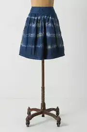 NEW Anthropologie Arashi Drenched Skirt Patch GREGORY SZ 4 6 10 Blue Cotton