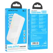 BOROFONE (BJ27) 10000mAh Charging 4 Ports (2 USB + 1 Type +1 Micro USB) Portable Power Bank (Whtie)