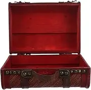 NOLITOY Vintage Suitcase Prop: Retro Wood Decorative Trunk With Lid Small Vintage Suitcase Jewelry Organizer Pirate Keepsake Box Photo Props Home Decoration