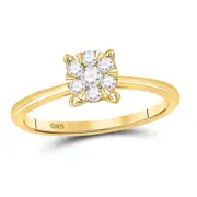 10k Yellow Gold Round Diamond Fashion Cluster Ring 1/4 Cttw
