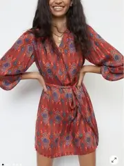Anthropologie Tiny Rosemary Tunic Mini Belted Dress Size S Aztec Print Multi_NWT