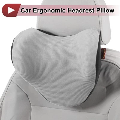 Car Headrest Pillow Polyester, Memory Foam Gray 1 Pcs for Driving Travel