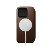 Nomad Leather Folio Case for iPhone 15 Pro - Brown - Horween
