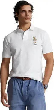 $148 Polo Ralph Lauren Men's Bear Polo Shirt, White, Size-2XLT