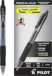 PILOT G2 Premium Refillable & Retractable Rolling Ball Gel Pens, Fine Point, Black Ink, 12 Count (Pack of 1) (31020)