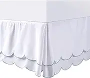 SmoothNovelty Coastal Scallop Edge King Bed Skirt Easy Fit Elastic Band Tailored Pleated 14.5 Inch Drop Anti-Slip King Size Dust Ruffle Bed Skirt Wrap Around for Enhanced Privacy Home Decor
