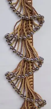 Beaded Rope FRINGE Trim Brown / Gold 4" Drop DRAPERY / UPHOLSTERY Per Yard