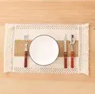 4x Table Place Mats Lace Linen Placemat Natural Jute Woven Mat Tassel Tableware