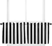 Small Window Curtain 36 Inch Length Simple Black and White Stripes Cafe Curtains for Window Rod Pocket Privacy Short Kitchen Curtains for Cafe Kitchen Bathroom, 2 Panels