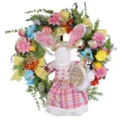 Karen Didion SP056 Lighted Hello Spring Wreath with Bunny 23 Inches
