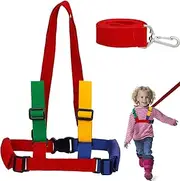 Cerolopy 2 in 1 Safety Walking Harness and Reins, Safety Leash Anti-Lost Toddler Reins for Walking 1-3 Years Kids Anti-Lost Baby Walking Harness with Blue,red,Yellow Color Band