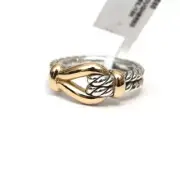 New DAVID YURMAN Ladies 9mm Thoroughbred Loop Pinky Ring 925 18K Gold Size 6