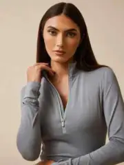 Greyson Ladies Halley Quarter Zip L Long Sleeve Golf Top ATLANTIC NEW NWT