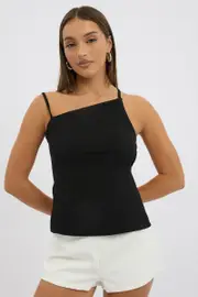 Black Singlet Top Backless - Size 14L, Women's Top